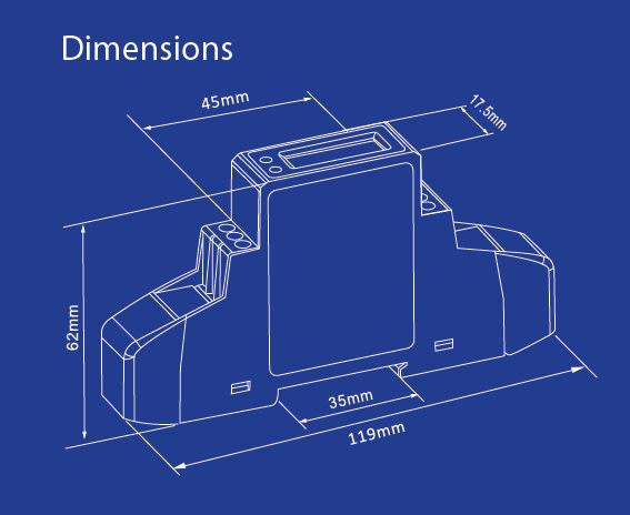 Eastron SDM120-DB single phase 45a 1 module meter dimensions